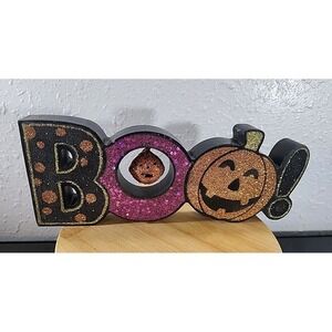 Halloween Boo Jack O Lantern Table Top Desk Sign Freestanding Decoration